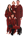 Family Christmas Pajamas Buffalo Plaid Adult Sherpa Lined Hoody One Piece Pajamas Sets Family Christmas Pajamas