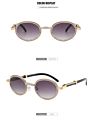 Latest round Gradient Sunglasses Rhinestone Encrusted Rock Style Uv400 Driving Glasses