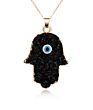 Real Gold Plated Irregular Geometric Green Pendant Sweater Necklace Natural Stone Geometry Resin Pendant Necklace