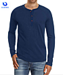 Men's Casual Slim Fit Long Sleeve Henley T-Shirts Cotton Shirts with Three Buttons