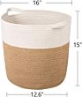 Cotton Rope Plant Basket for Plants, Cotton Plant Pot, Woven Storage Baskets, Indoor Planter and Organizer with Handles 11"X11"
