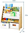 Children's Furniture Wooden Bookcase Shelf Kids Canvas Sling Bookshelf with Storage for Boys and Girls Wooden Design Features