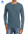 Men's Casual Slim Fit Long Sleeve Henley T-Shirts Cotton Shirts with Three Buttons