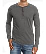 Full Length Sleeve Fitness Shirts with Button 65% Cotton Fabric 35% Polyester Men's White Beefy Long Sleeve Henley Shirts