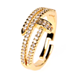 Classic Micro Pave Cubic Zirconia Nail Shape Finger Ring 18K Gold Plating Adjustable Cz Zircon Nail Ring for Women