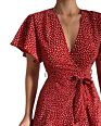 Aachoae Women Dresses V Neck Floral Print Beach Dress Ruffle Short Sleeve A-Line Mini Chiffon Short Sleeve Dress