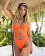 Eye Catching Orange Swimsuits Ring Design Hollow Out Women One Piece Swimsuit