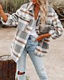 Flannel Plaid Women's Coats Lapel Button Pocket Shirt Jacket Womens Shacket