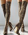 Tight Snake Print Stiletto Pointed Toe Thigh High Boots