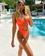 Eye Catching Orange Swimsuits Ring Design Hollow Out Women One Piece Swimsuit