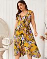 Dress and Unrestrained Short Sleeve V-Neck Lace Party Beach Skirt Large Size Xia Bohemia Dress