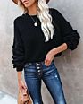 Fall Knit Ladies Solid Lantern Sleeve Sweater for Women