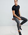 Short Sleeve Crew Neck 95%Cotton 5%Spandex Slim Fit Black Blank T Shirt Men