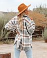 Flannel Plaid Women's Coats Lapel Button Pocket Shirt Jacket Womens Shacket