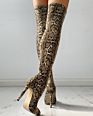 Tight Snake Print Stiletto Pointed Toe Thigh High Boots