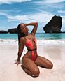 Bikini One-Piece Swimsuit Solid Color Drawstring Strap One-Piece Swimsuit