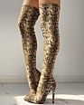 Tight Snake Print Stiletto Pointed Toe Thigh High Boots