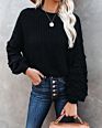 Fall Knit Ladies Solid Lantern Sleeve Sweater for Women