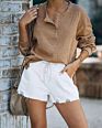 Drawstring High Waisted Ladies Blue Casual Cuffed Jeans Shorts