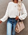 Fall Knit Ladies Solid Lantern Sleeve Sweater for Women