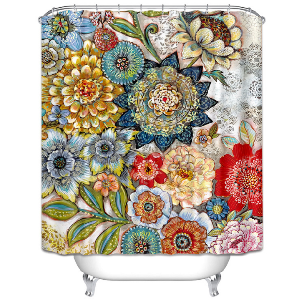 Customized Polyester Waterproof Shower Curtain 3D Digital Printing Bathroom Curtain Partition Curtain