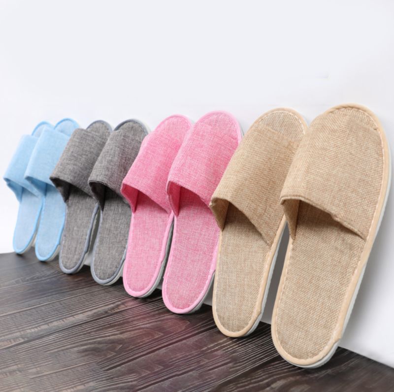Hotel Washable Slippers Open and Close Toe Linen Slipper