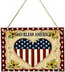 4Th of July Hanging Sign God Bless American Plaque Door Wall Decorations Independence Day Party Supplies