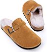 Export Prime Suede Upper and Furry Lining Cork Clog Shoes for Men and Women Indoor Outdoor Daily Life Slippers