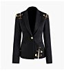 Suits Women Shoulder Patchwork with Mesh Ladies Blazer with Special Pin Slim Black Blazer Women