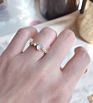 Aimgal Jewelry S925 Sterling Silver Vitreous Pearl Moonstone Inlaid with Diamond Natural Stone Ring
