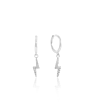 Dainty Stainless Steel Hoops with Diamond Pave Huggie Earrings Non Tarnish Gold Plated Lightning Bolt Charm Earrings