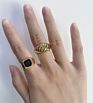 Jewelry Brown Square Black Stone Stainless Steel Gold Plated Ring Gold Plated Gemstone Ring