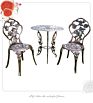 Die Cast Aluminum Table Chair Group in Brown/White 6-Colors Available Outdoor Balcony Furniture Rose Flower Design