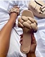 Four-Color Sponge Woven Slippers Flat-Heel Women Woven Slippers