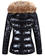 Women's Ultra Lightweight Puffer Coat, Shiny Jacket with Detachable Fur Collar Warmth Outerwear