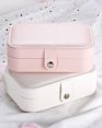 H234 Travel Multi-Function Storage Boxes Portable Earrings Rings Bracelet Organizer Imitation Leather Jewelry Box 3 Colour
