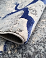 Cynthia Luxury Machine Made Grey and Blue Geometric Quatrefoil Design Modern Area Rugs for Living Room