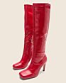 Dropshipping round Toe High Heeled Women Soft Leather Boots Knee High Boots