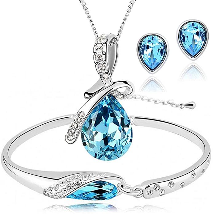 Angel Tears Austrian Crystal Necklace & Bangle & Earring Set Jewelry Set