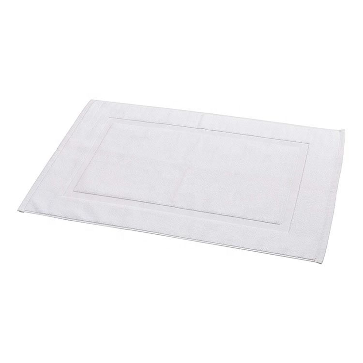 100% Cotton White Jacquard Hotel Bathroom Door Floor Bath Mat with Logo