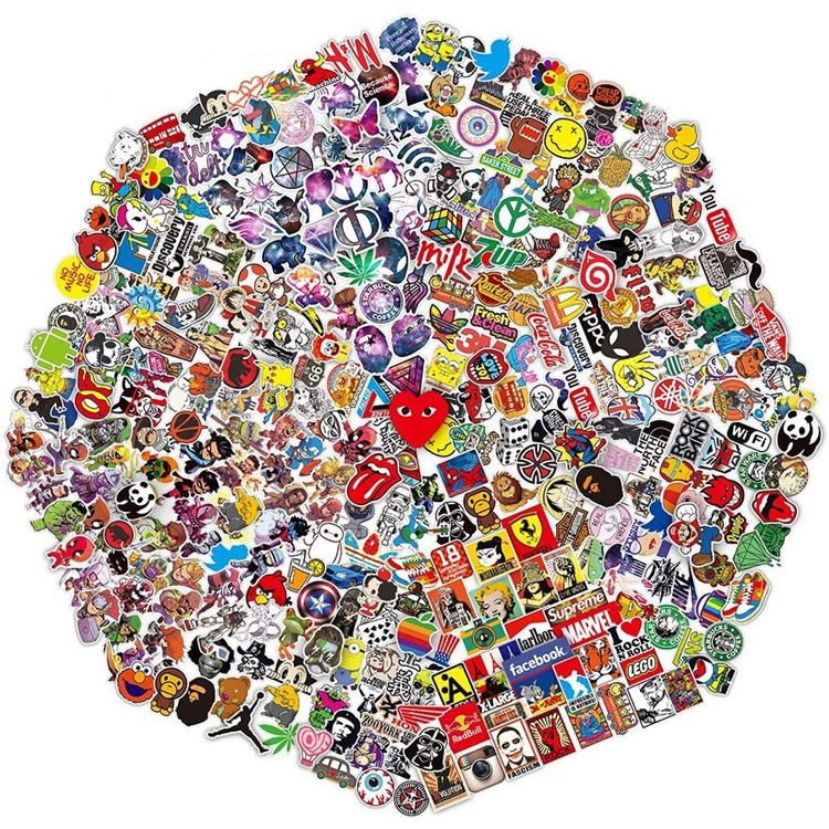 100% Waterproof Pvc Cool Cartoon Window Sticker Pack Vinyl Kawaii Sticker for Decorate Laptop Water Bottles