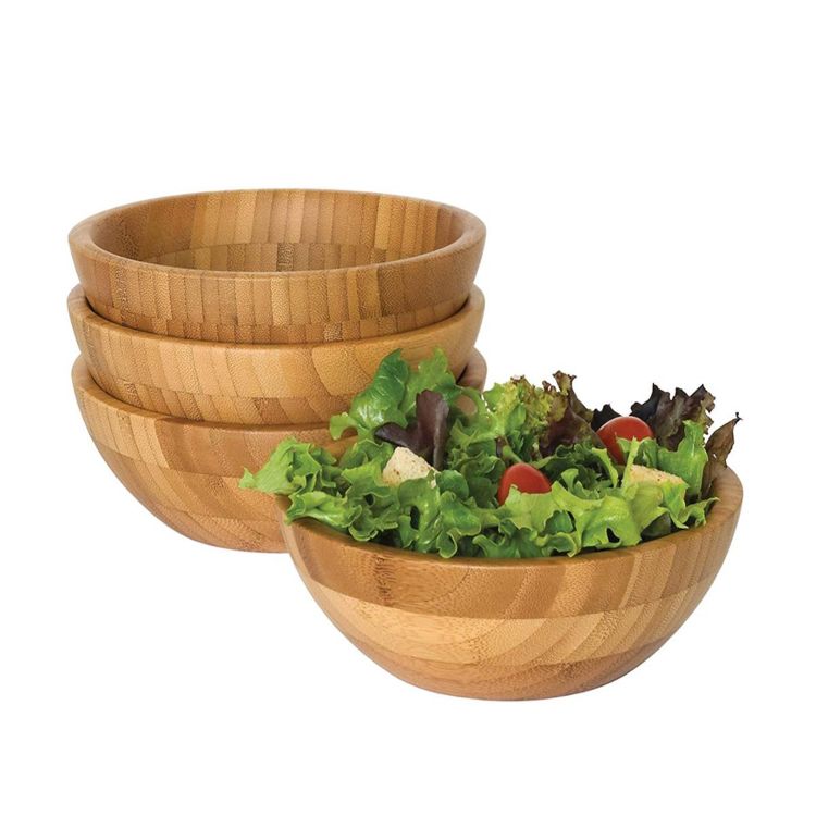 100%Natural Wood Serving Bowl Wooden Salad Bowl Bamboo Fruit Bowl