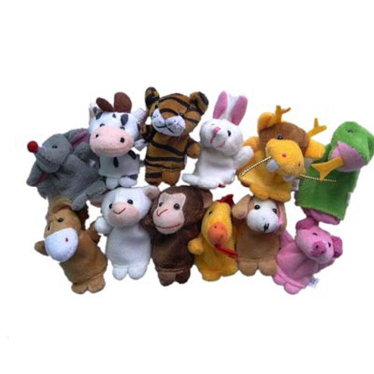 12 Pcs/Set Baby Toy Kids Plush Velour Puppet Hand Puppets Large Chinese Zodiac Farm Animals Zoo Finger Puppet