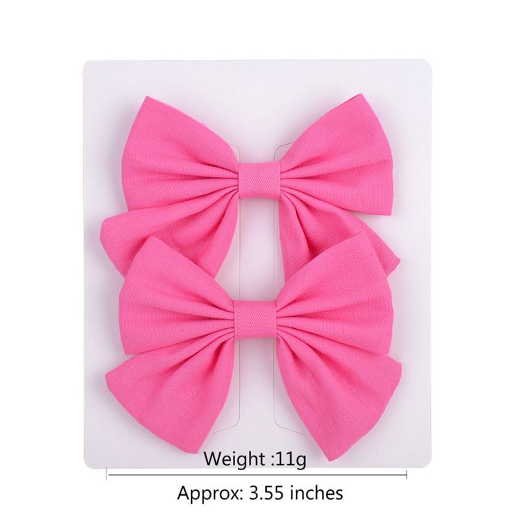 3.3Inch 2Pc/Lot 24 Colors Cute Colorful Solid Ribbon Grosgrain Hair Bow with Clips Ribbon Headwear Hairpin Hair Accessories