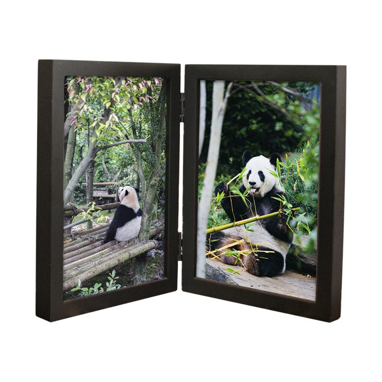 5X7 Special Design Home Decoration Double Sided Foldable Picture Photo Frame Stand for Desktop Mdf Wooden Gift Black Customized