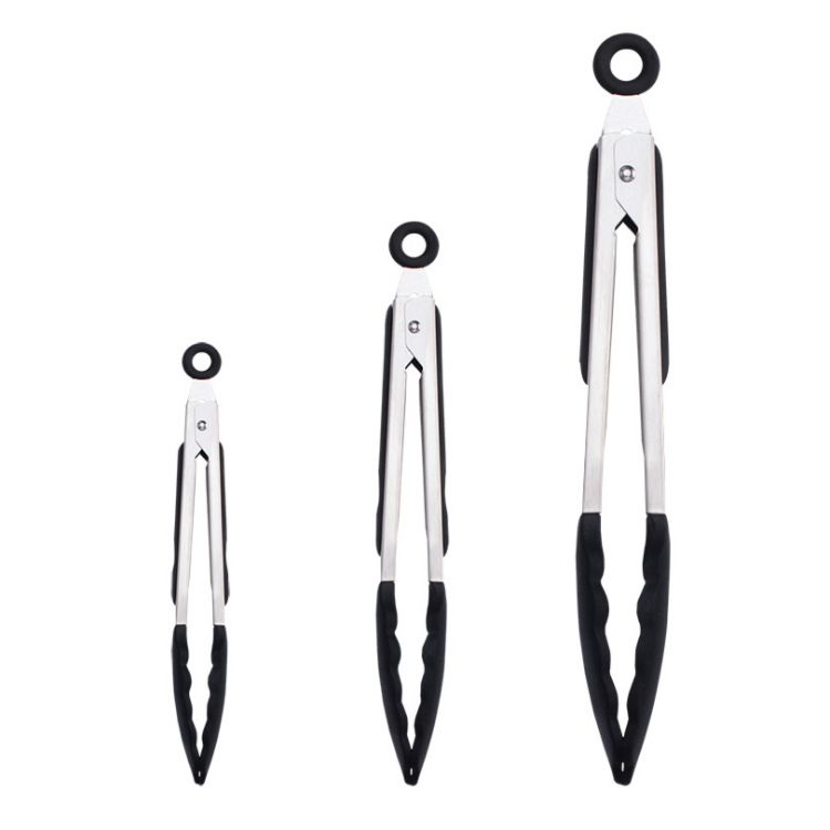 7,9,12 Inches Kitchen Gadgets Utensil Set Locking Tongs Bbq Grill Accessories Oven Baking Tools Cooking Silicone Tongs