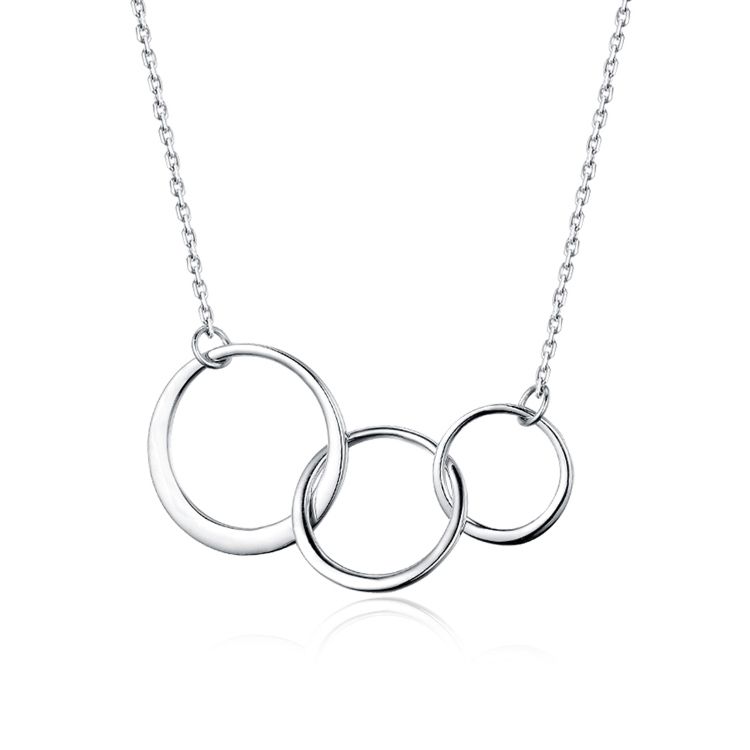 925 Sterling Silver Three Circle Pendant Necklace for Mother's Day