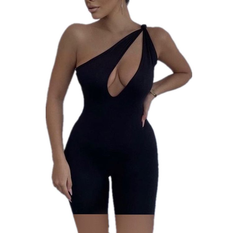 Adult Women Short Jumpsuit One Shoulder Romper for Woman