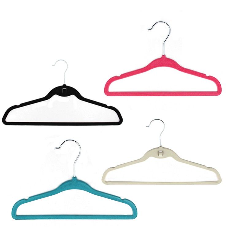 Affordable Price Colorful 2 Size Sturdy Velvet Clothes Line Hanger Hooks for Laundry Room Closet