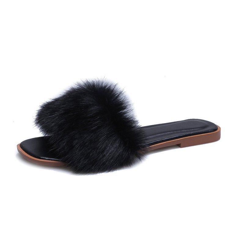 Anmai Stylish Slides House Flat Furry Slippers Women Casual Slippers for Women